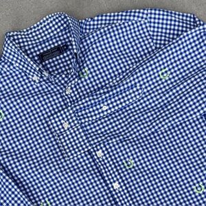 Vineyard Vines Kentucky Derby Shirt Mens M Blue Gingham Plaid Check Horseshoes